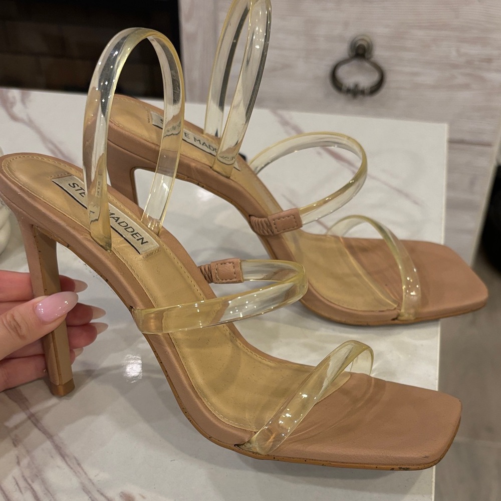 Steve Madden Women's Nude and Clear Strap Heels